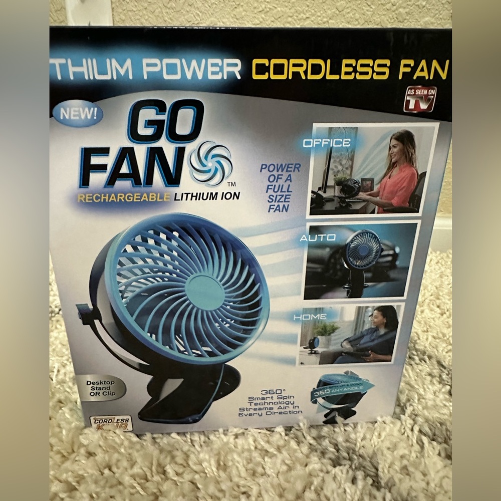 Go Fan Portable Fan Rechargeable Cordless
New In Box